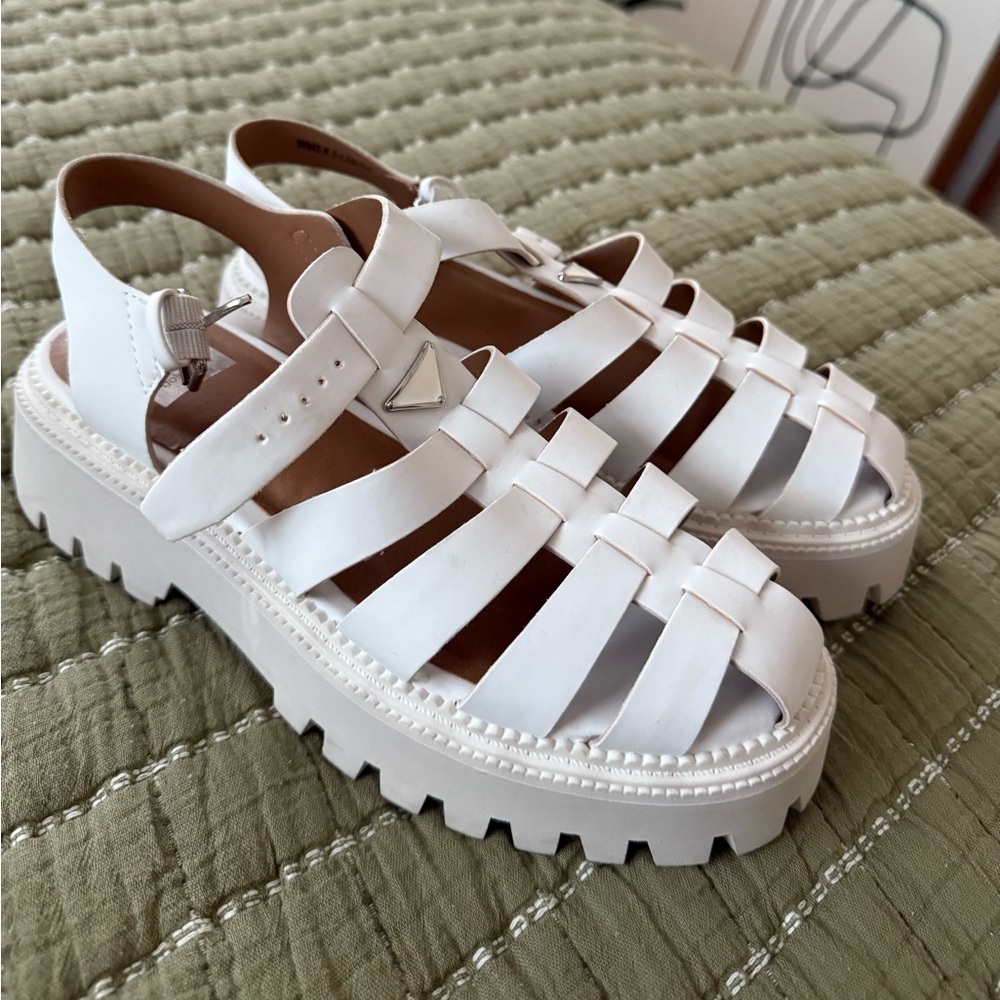 Dolce Vita White Strappy Platform Sandals